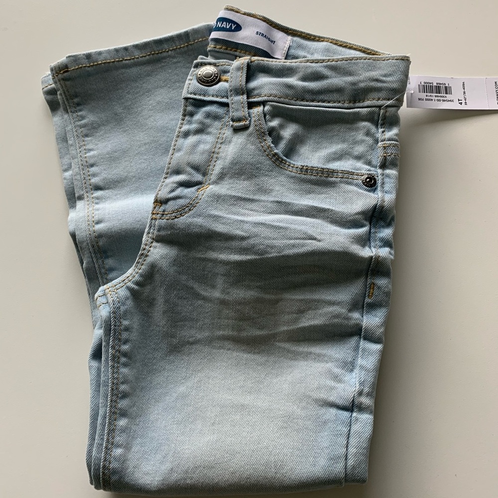 Kids distressed jeans, straight slim cut